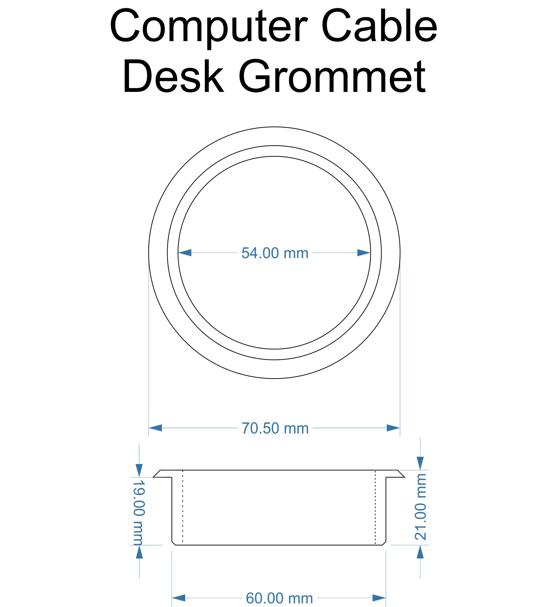 Thingsfor Computer Desk Cable Tidy Grommet White