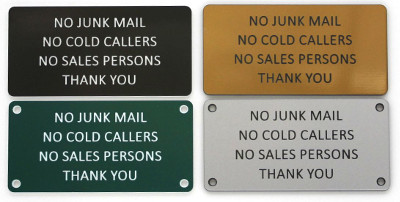 No Junk Mail No Cold Caller Sign