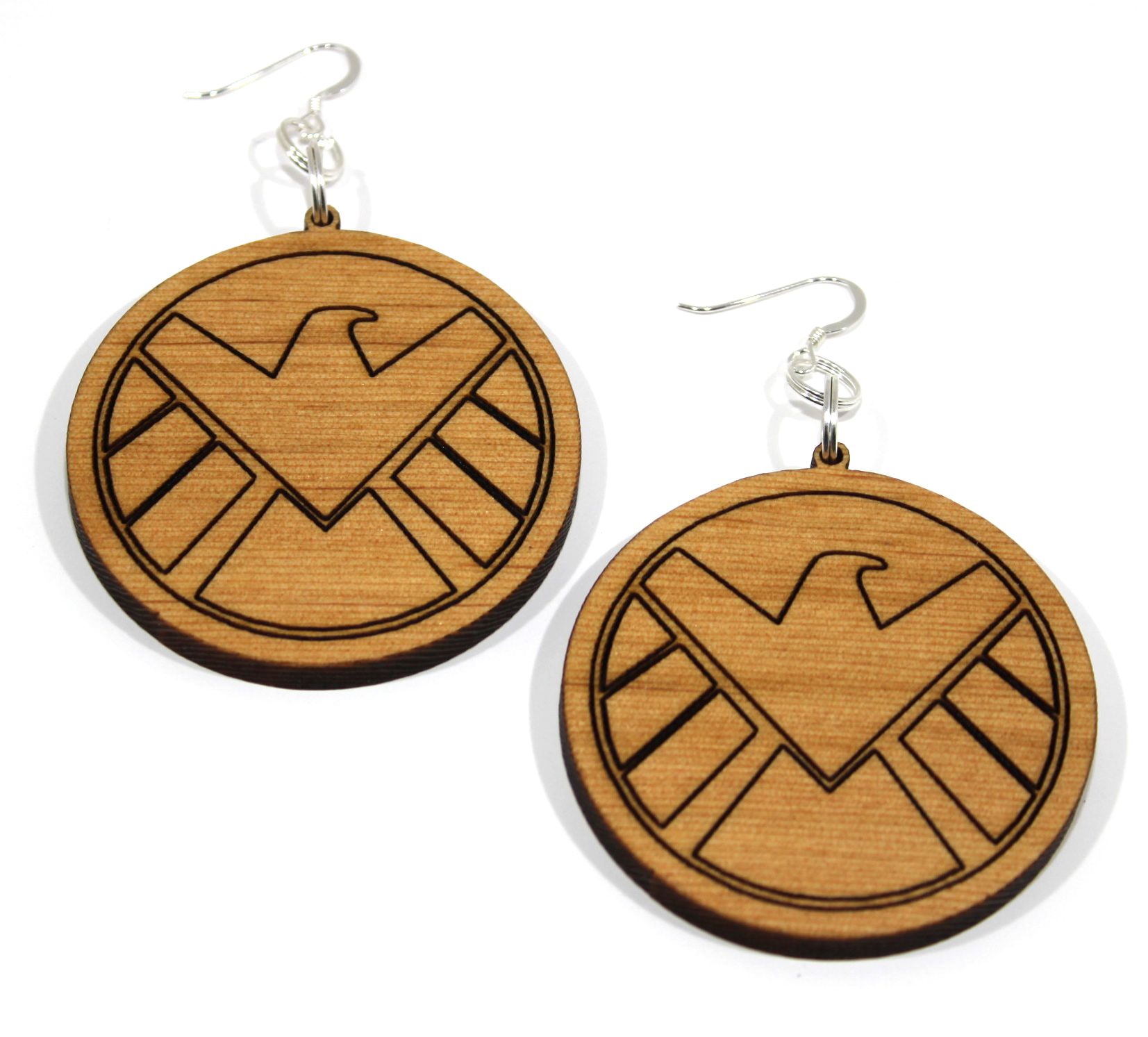 Wooden Marvel agents of Shield earring with choice of fittings