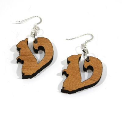 Wooden Squirel earring with choice of fittings