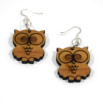 Wooden owl earring with choice of fittings