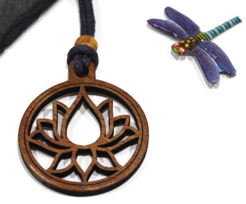 Lotus flower wooden necklace 