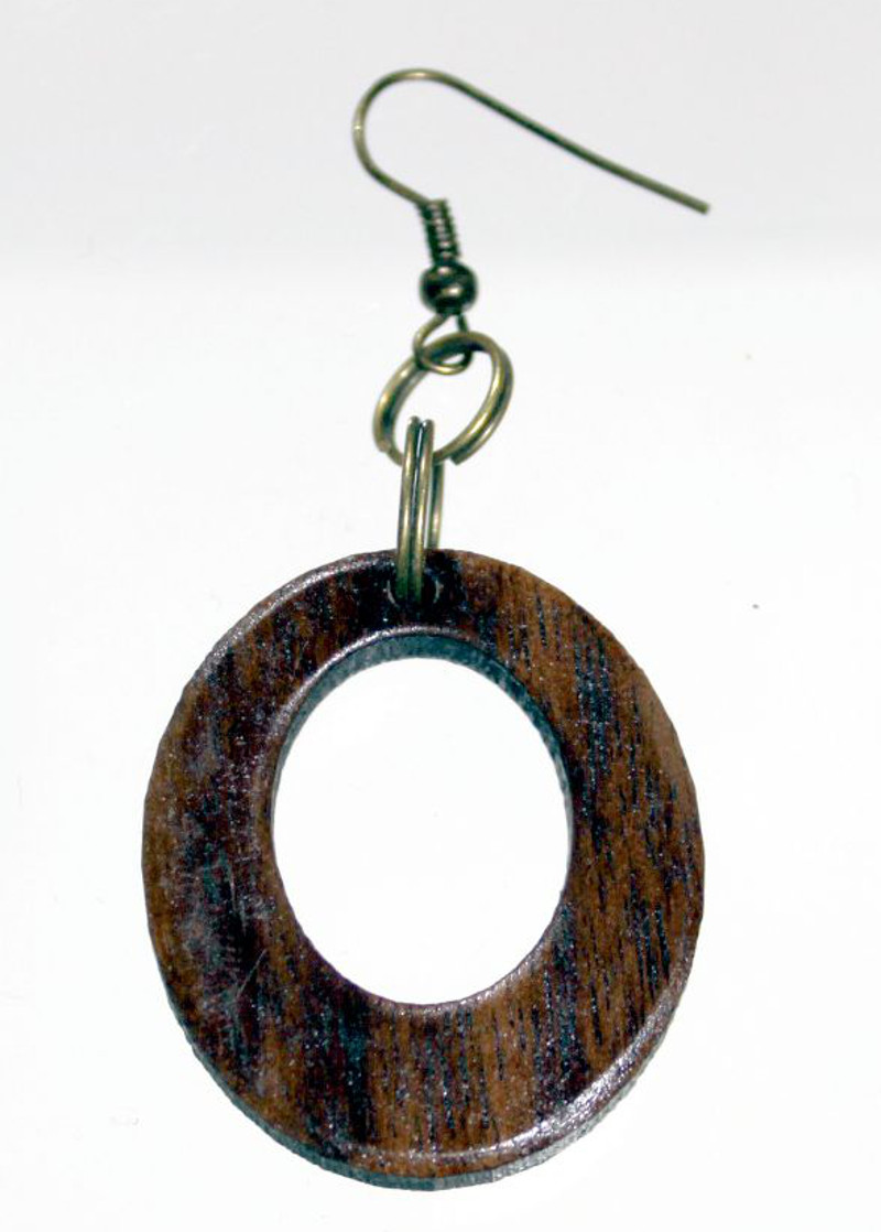 Oval loop wooden earrings walnut with choice of hooks