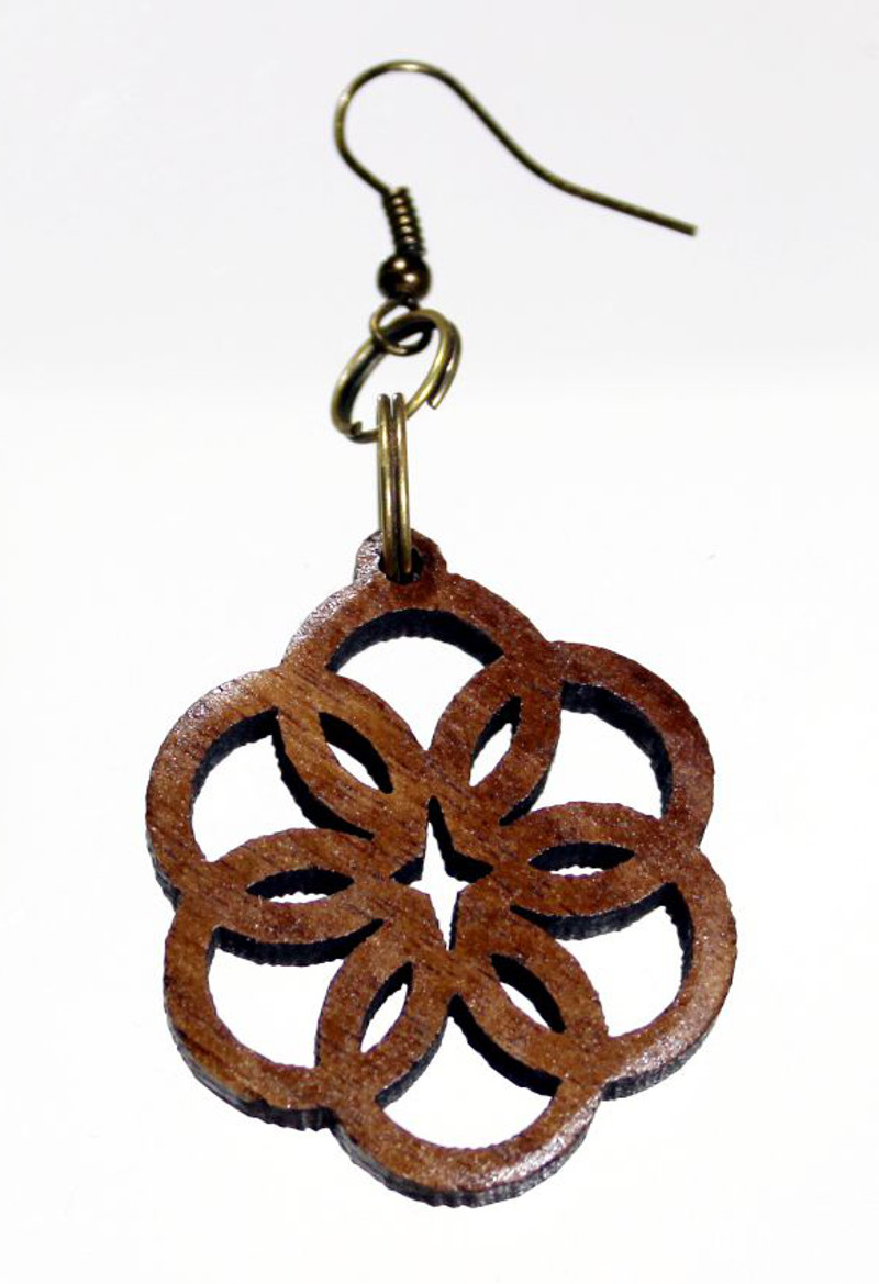 Rings in Rings wooden earrings walnut with choice of hooks