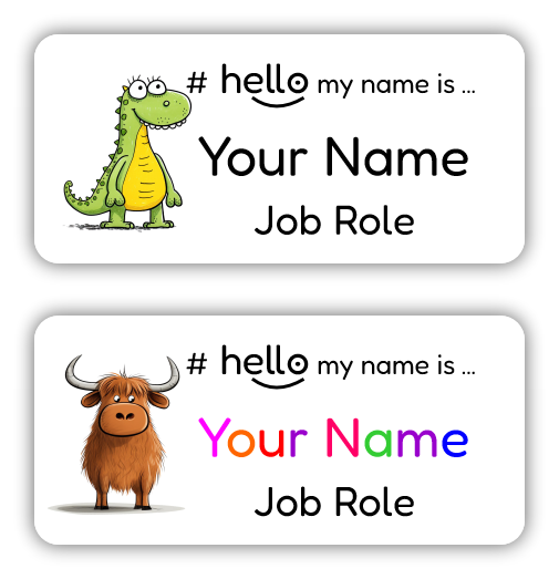 hello name badge animals