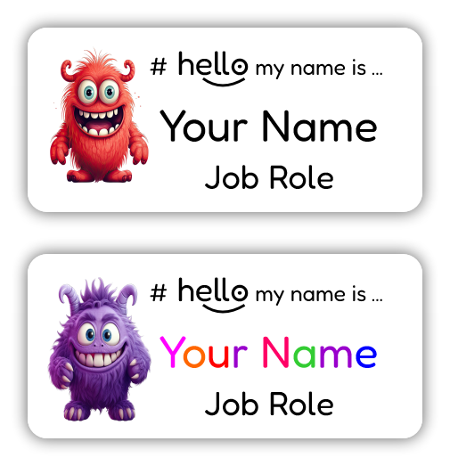 hello name badge monster design
