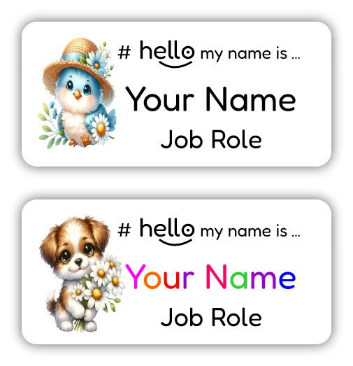 hello name badge cute animal