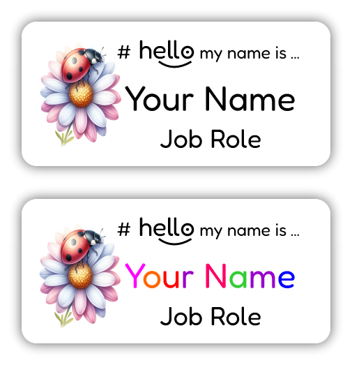 hello name badge ladybird and daisy