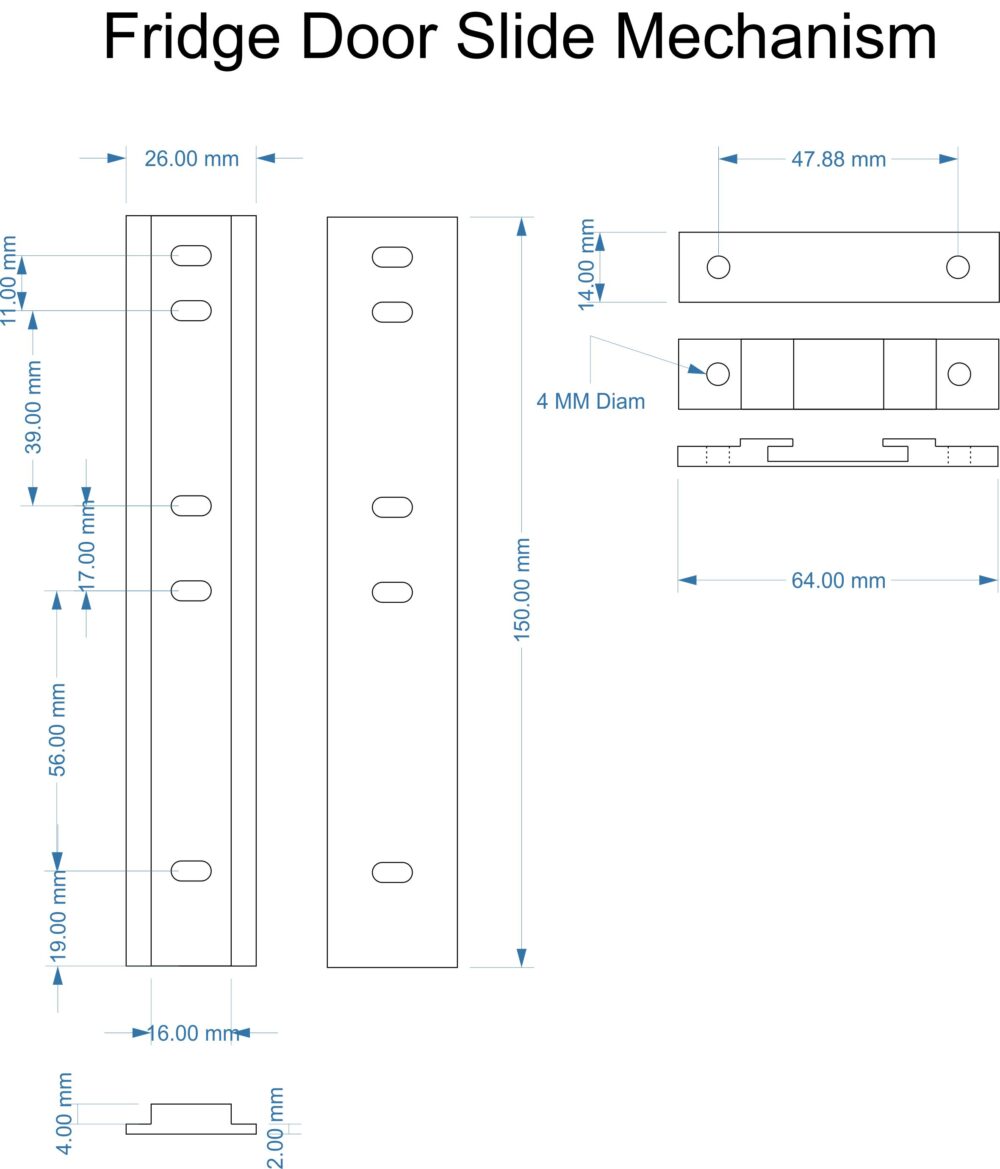 concealed fridge door slider rail drawing