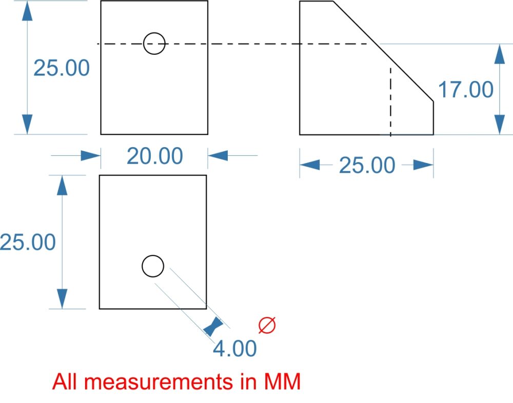 single hole corner brackets drawing