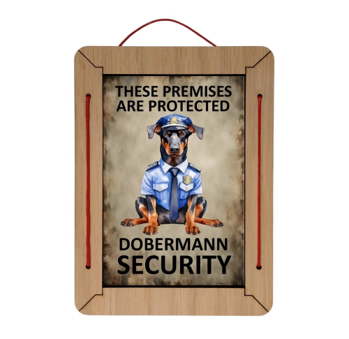 dobermann security metal sign
