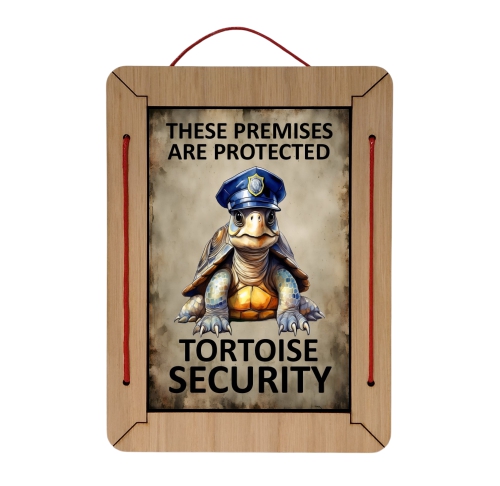 tortoise security metal sign